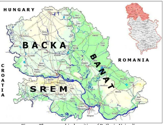 Figure 1 The geographical position of Bačka in Vojvodina