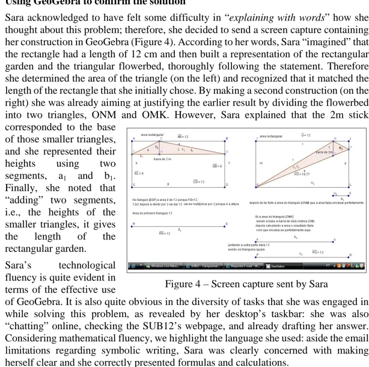 Figure 4 – Screen capture sent by Sara 
