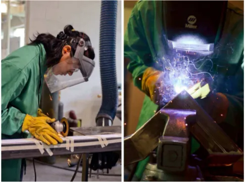 Figure 3. Undergraduates helped design and fabricate steel protein sculptures using published scientific data