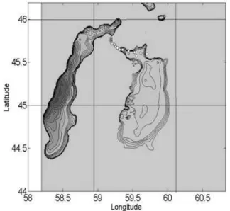 Fig. 1. Bathymetric levels bellow 30.1 m a.s.l. according to the only available digital model