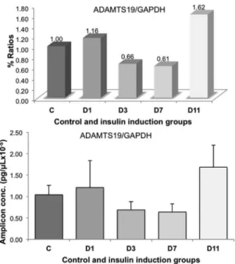Figure 4. The results of ADAMTS19 qRT-PCR calcula- calcula-tions  of  5  different  experiments