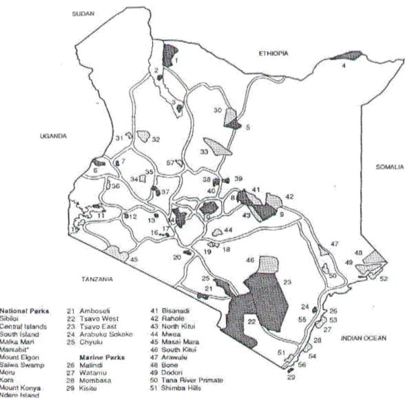 Figure 1. Kenya’s Wildlife Protected Areas