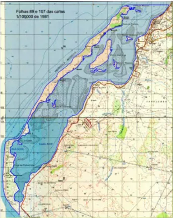 Figura 3: Folhas 89 e 107 do Mapa Topográfico com a área  para época 1981