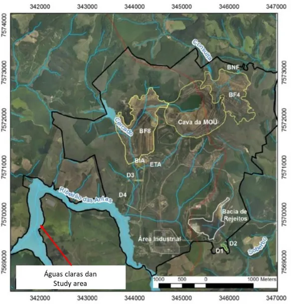 Figure  1.  Location  of  Águas  Claras  dam  in  Ribeirão  das  Antas  River  and  industrial  area  associated [10]