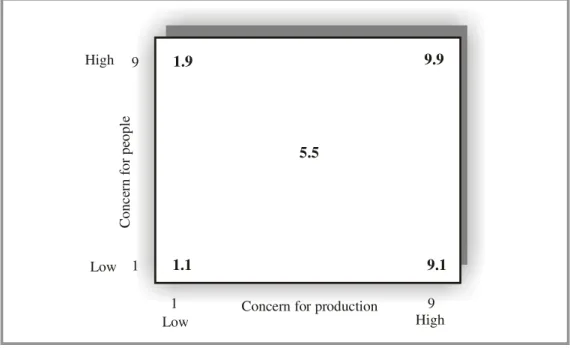 Figure 1. The leadership network (Blake  and Mouton, 1985; Bla ke and Mc Canse, 1991) 