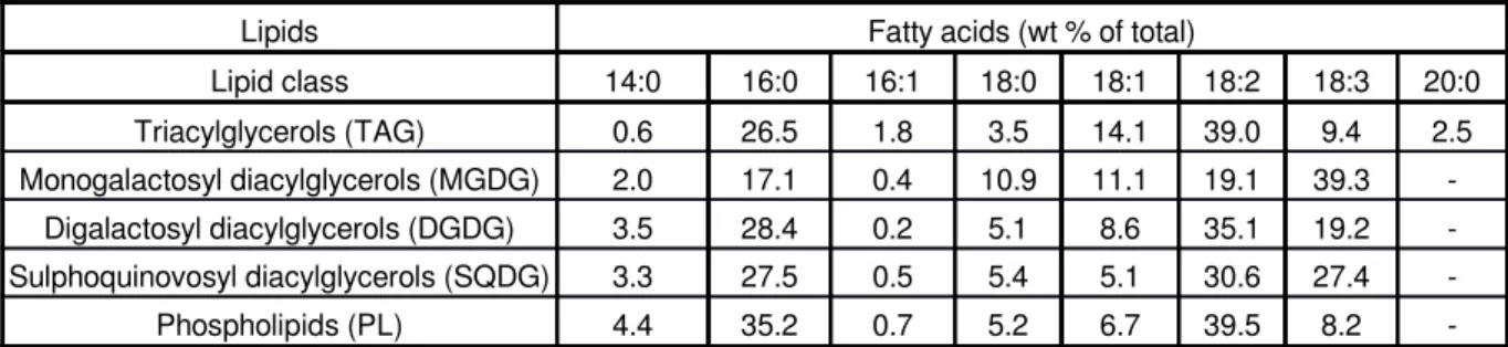 Table 1. Fatty acid profiles of main lipid classes of E. maritimum