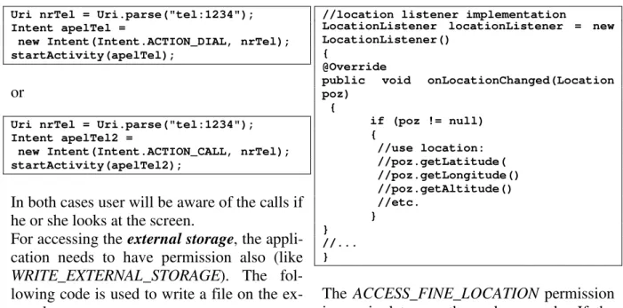 Fig. 4. Application permissions screen  