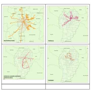 Figure 4 - Representation of  bus stops from IPPUC (blue) and  URBS (yellow). Regions A and B indicate bus stops within 
