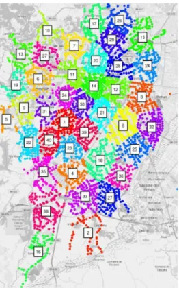 Figure 7 - Clusters of bus stations obtained by Marker Cluste- Cluste-rer Algorithm  [47].