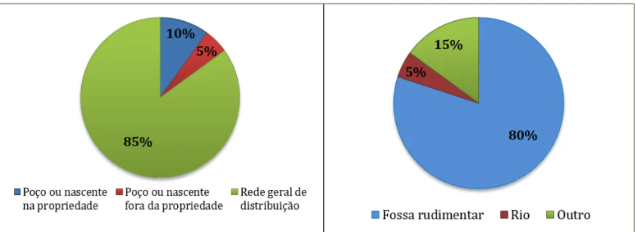 Figura 6: Remanso – Distribuição das alternativas de abastecimento de água e de esgotamento sanitário utilizadas pelos  entrevistados