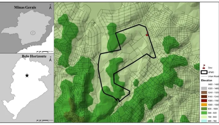 Figure 1: Sampling location of PM 10  at the UFMG Campus. 