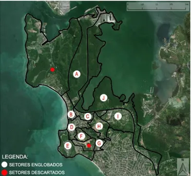 Figura 1: Poligonal do bairro de São Tomé de Paripe com seus 10 setores censitários Nota: elaboração do autor com dados do IBGE (Censo Demográfico, 2010).