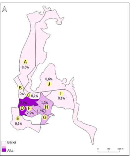 Figura 8: Espacialização do descarte dos resíduos sólidos no bairro de São Tomé de Paripe Nota: elaboração do autor com dados do IBGE (Censo Demográfico, 2010).