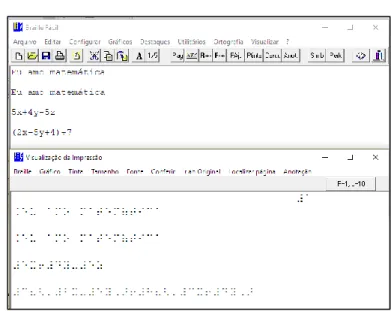 Figura 3:  Transcrição no software Braille Fácil 