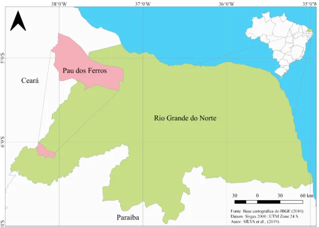 Figura 1: Localização do município de Pau dos Ferros/RN