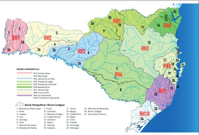 Figura 2: Divisão Hidrográfica do Estado de Santa Catarina (PERH, 2017) Fonte: Plano Estadual de Recursos Hídricos/SC (2017)