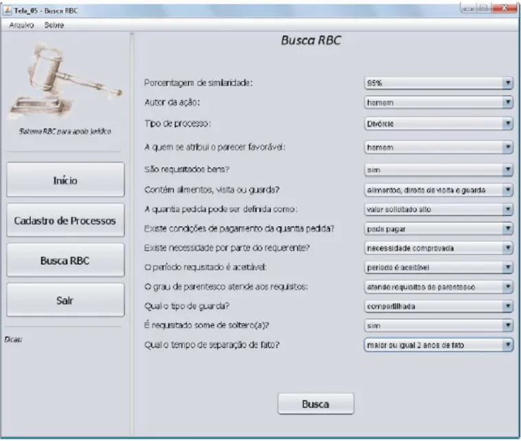 Figura 1: Tela de busca de processos RBC