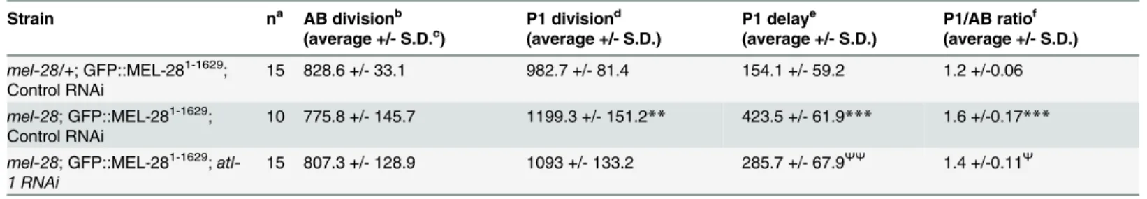 Table 2. Loss of MEL-28’s AT Hooks causes checkpoint-dependent cell division delays.