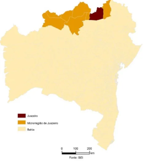Figura 1: Localização do município de Juazeiro na microrregião de Juazeiro Fonte: SEI (2014).