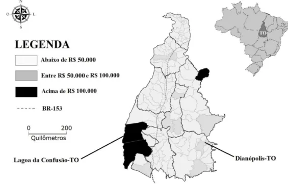 Figura 4: Valor Adicionado Bruto (VAB) da Agropecuária nos municípios do Tocantins – 2010 Fonte: IBGE (2010).