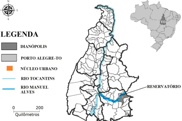 Figura 5: Localização geográfica do rio Manuel Alves no estado do Tocantins  Fonte: Tocantins (2016)
