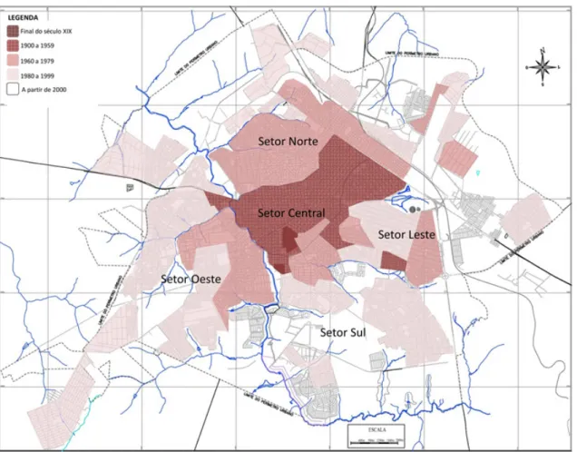 Figura 2: Evolução da ocupação da cidade de Uberlândia Fonte: Moura (2008).