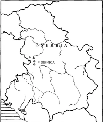 Fig. 1. Investigated area in Serbia with localities of species recorded for the first time.