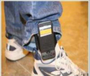 Figure 1. Installing a smart phone on the ankle of the user to  count the steps (Parnandi et al, 2010) 