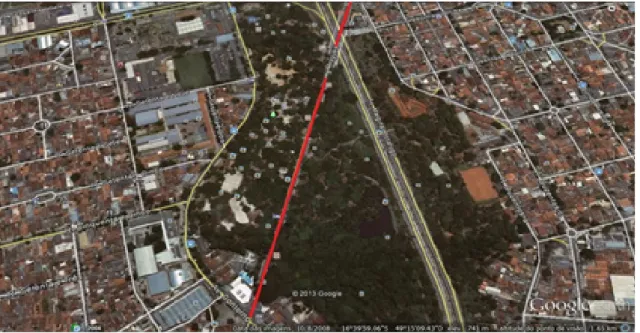 Figura 1: Vista de satélite do Túnel da Avenida Araguaia, Goiânia, GO  Fonte: Google Earth (2013).