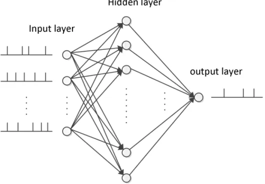 Fig 4. The network structure in our simulation. There are 50 input neurons, 100 hidden neurons, and one output neuron.