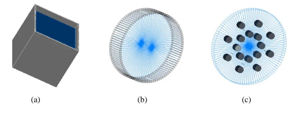 Figure 1: Virtual representations of the phantoms modeled with qMAT phantoms. (a) Water  phantom