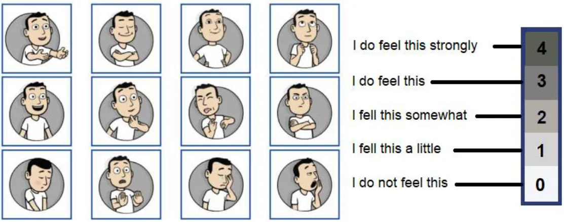 Figura 5. Exemplo de emoções tratadas no PreMo2© - Product Emotion Measurement Instrument