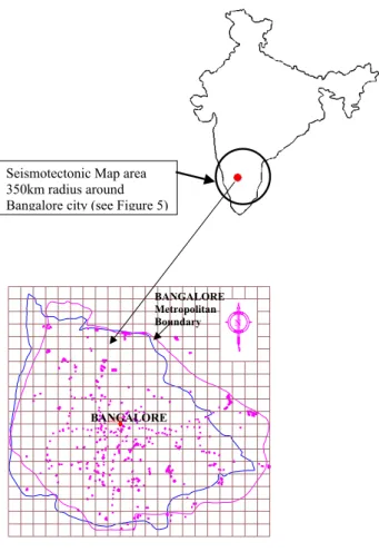 Fig. 1. Study area and Bangalore in the India map.