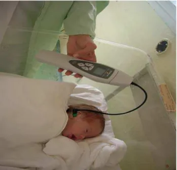 Fig. 1 – Performing neonatal screening for auditory function in the Clinical Center Kragujevac, Kragujevac, Serbia