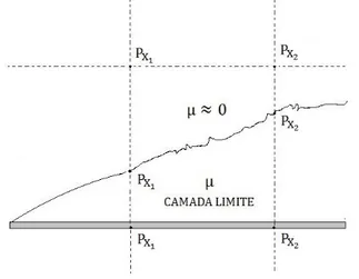 Figura 2: Pressão na camada limite sob uma placa plana sólida