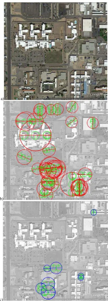 Figure 3. Phoenix scene #9: a) image as taken by virtual globe  system; b) rows of primitive Gestalten ∑P…P  surpassing 