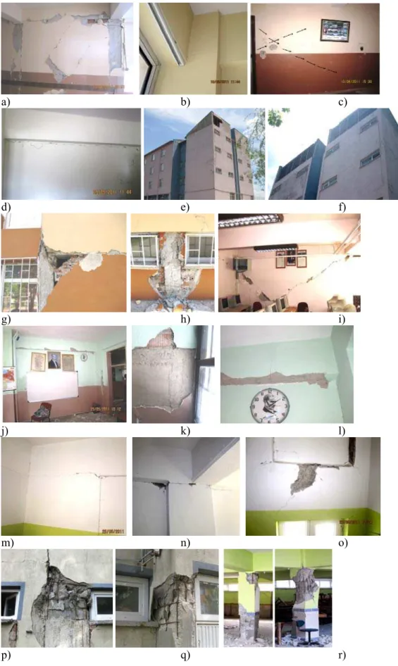 Fig. 5. Observed typical damages at investigated buildings.