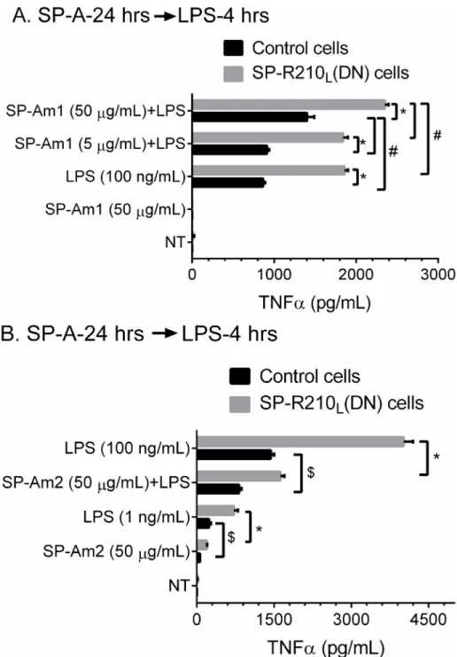 Fig 10. SP-A and SP-R210 L modulate responsiveness of macrophages to LPS. Control and