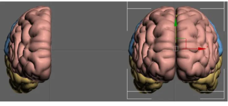 Figure 4: Respectively, step without and with the use of the Symmetry modifier. 