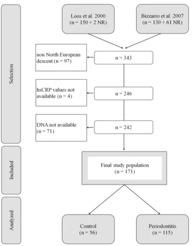 Fig 1. Flowchart of patient selection. Of 343 subjects, 171 were suitable for analysis