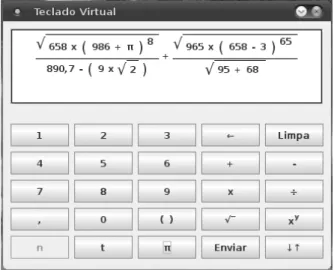 Figura 2: Teclado Virtual para a entrada de dados  numérico-analítticos 