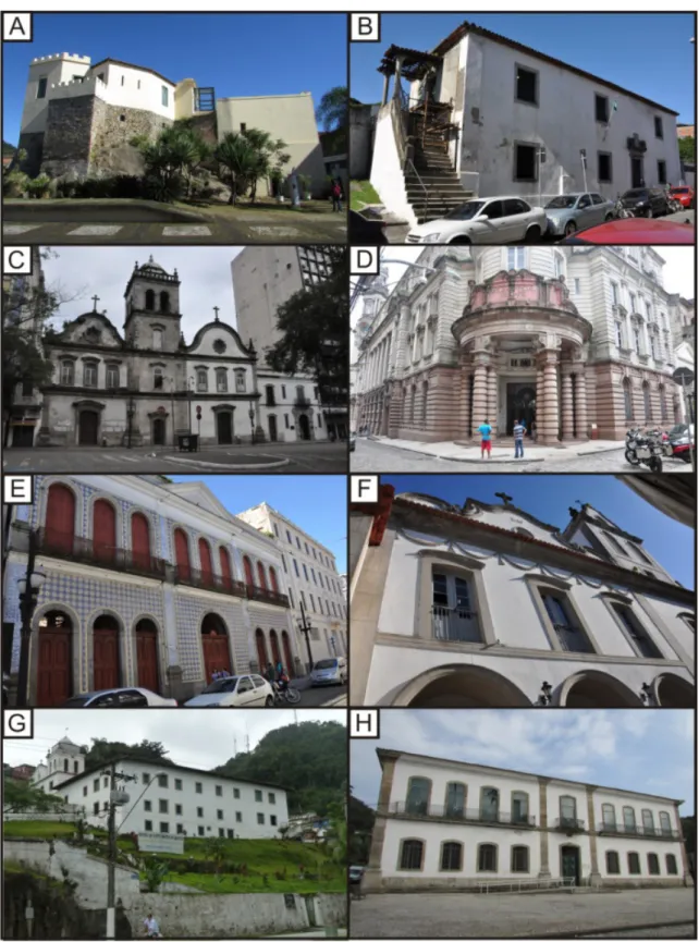 Figura 1. Edificações que compõem o roteiro geoturístico do centro histórico de Santos