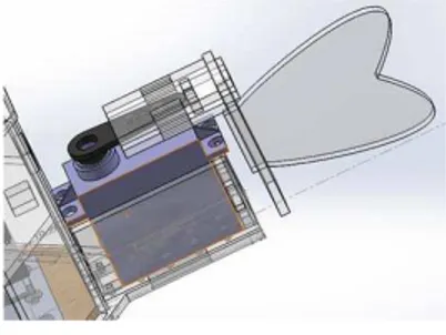 Fig. 8.  Orientation mechanism inside the robotic fish and rotating areas 