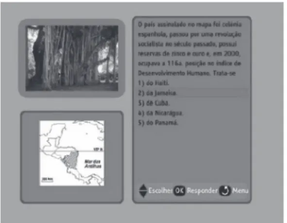 Figura 2: Interface de um programa de TVDI para múltipla escolha do usuário. Fonte: [09] Pág