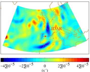 Fig. 11. Divergence of the horizontal-velocity analyzed field on 2 September 1997 at 14:00 UTC