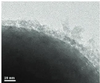 Figure 22. TEM image of mesoporous silica shell deposited on silica