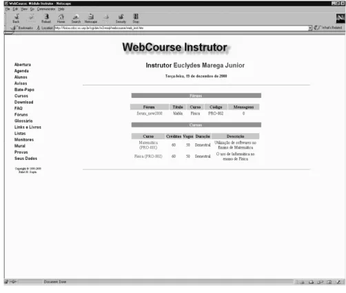 Figura 2: WebCourse Módulo Instrutor 