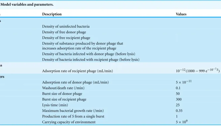 Table 1 Model variables and parameters.