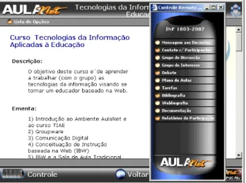 Figura 1 – Interface do aprendiz destacando o menu no formato de controle remoto