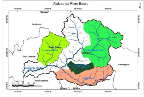 Figure 1. Alaknanda River Basin, Uttarakhand. Source: Landsat TM
